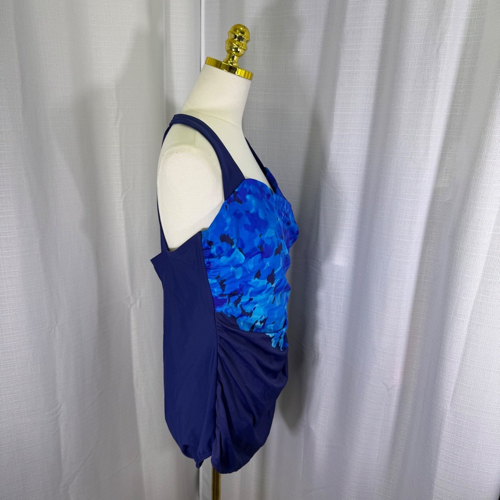 Miraclesuit One Piece Swimsuit Navy Cascade Floral Tunic Halter  UK 24W US 22W - Picture 5 of 14